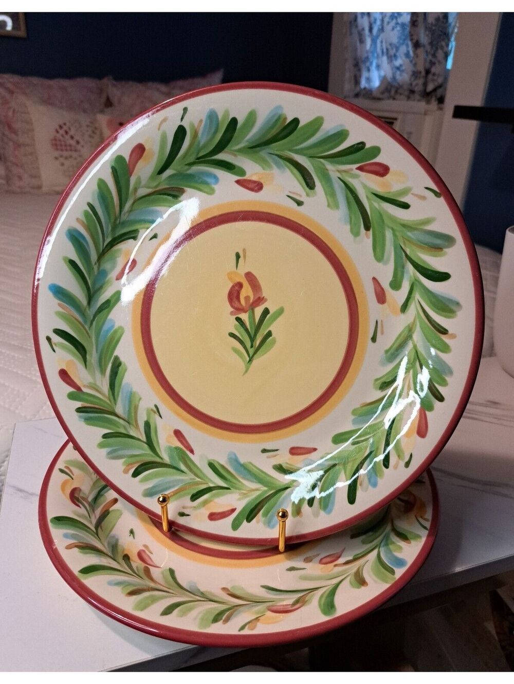 Vintage Set of 2 Siena Gail Pittman Hand-Painted Dinner Plates 11" Discontinued